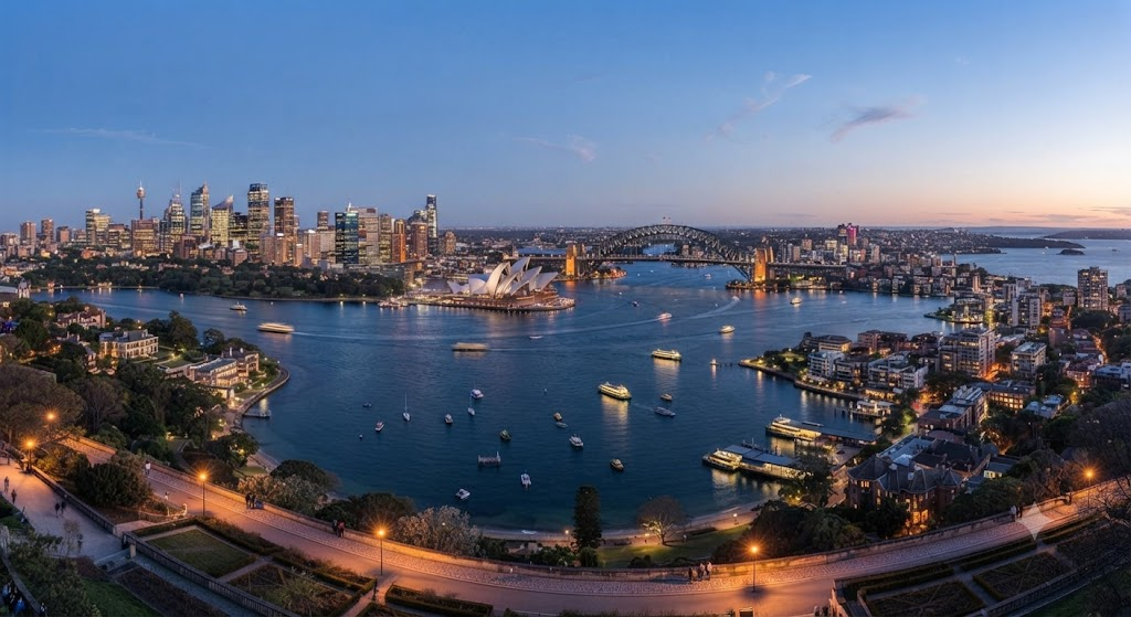 Sydney Harbour Australia Skyline at Sunset