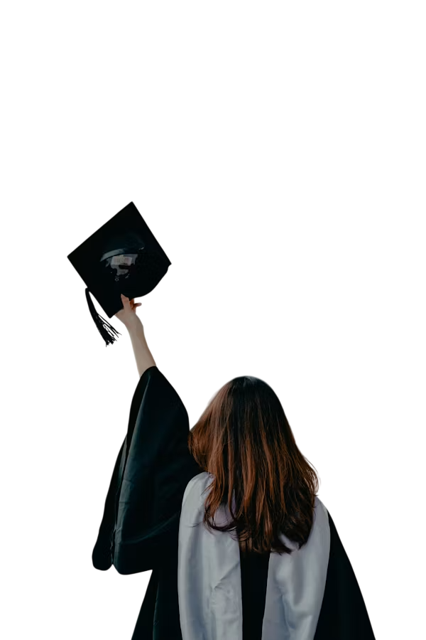 Graduate looking toward world landmarks
